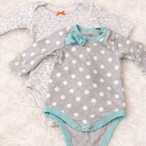 Polka Dot Gray and Teal Kids One Piece